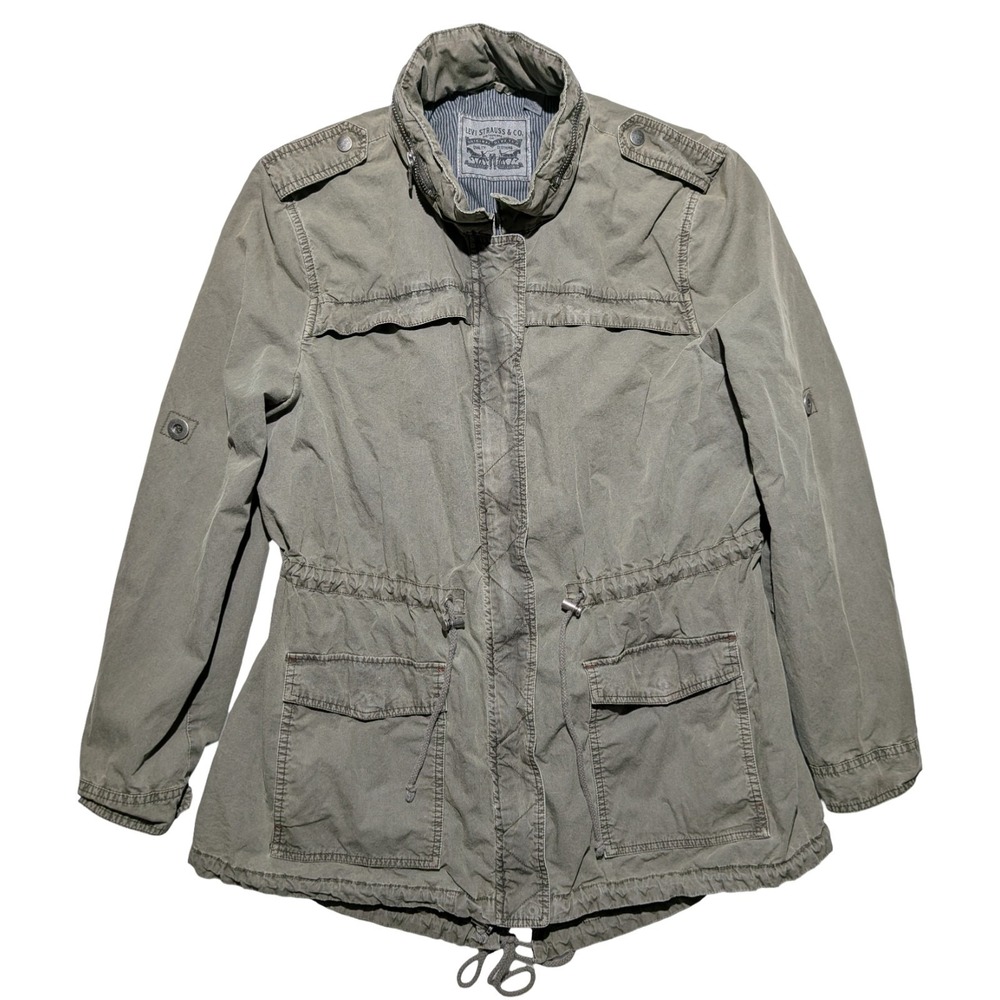 Levi's Utility Field Jacket Women's Large‎ Olive Green Zippered Hood